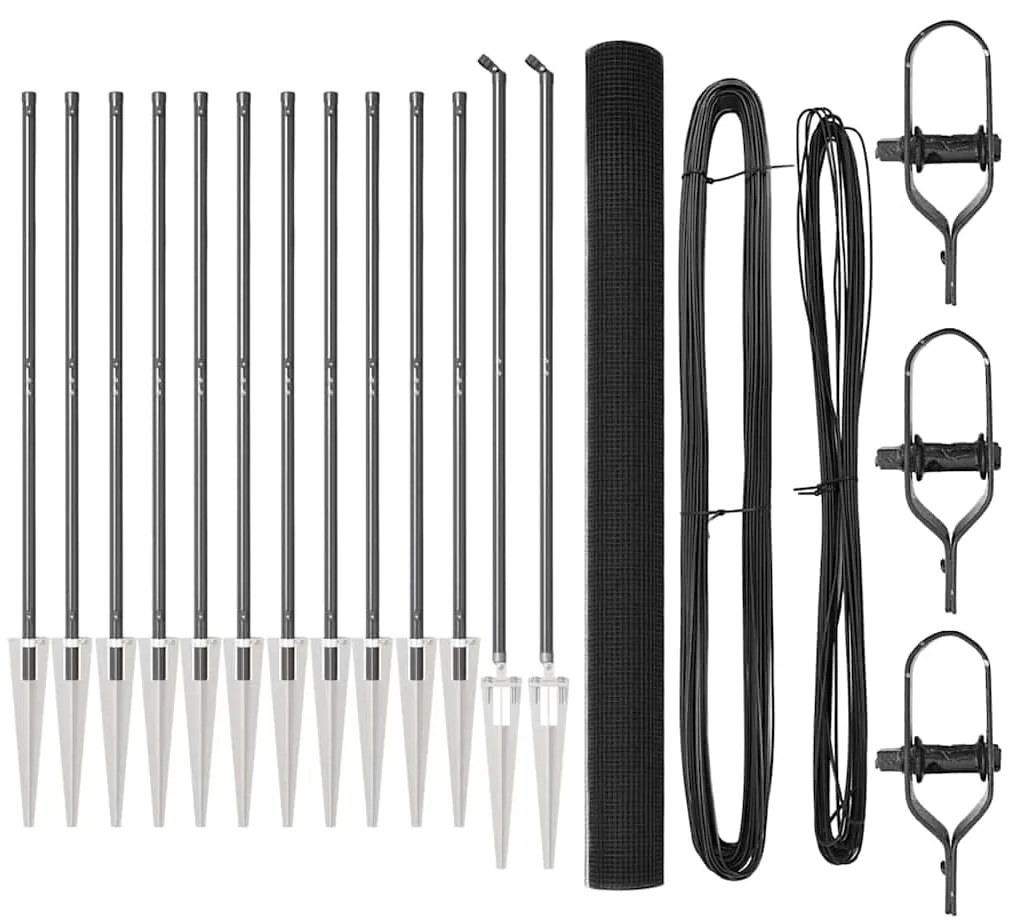 vidaXL Στύλος Περιφράξεων Γκρι 25 x 1,5 μ (12 x 12 mm πλέγμα) Ατσάλι