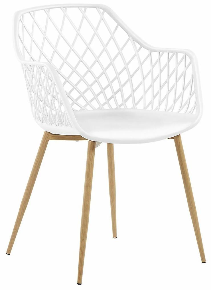 Καρέκλα Berwyn 1601, Άσπρο, Ανοιχτό χρώμα ξύλου, 86x50x51cm, 5 kg, Πλαστική ύλη, Μεταλλικά, Μπράτσα | Epipla1.gr