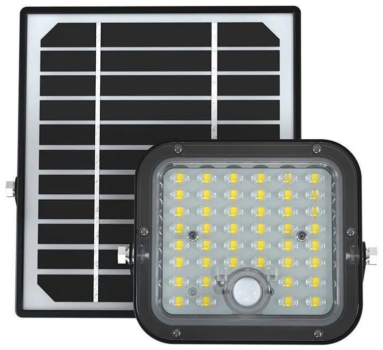 V-TAC Ηλιακός Προβολέας LED 10W 1500lm 120°x60° IP65 με Αισθητήρα Κίνησης και Χειριστήριο Ψυχρό Λευκό Μαύρο Σώμα 10313