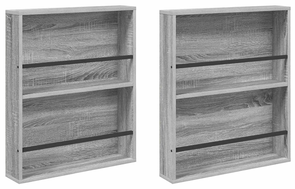 vidaXL Ράφι Περιοδικών με ράφι 2 pcs Γκρίζο Σονομα 60 x 12 x 70 εκ