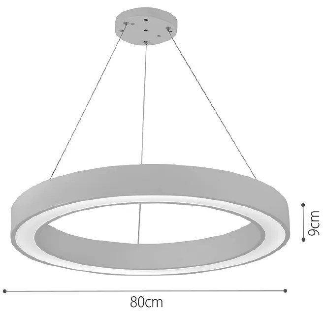 Κρεμαστό φωτιστικό LED 88W 3CCT (by switch on base) σε λευκή απόχρωση D:80cm (6073-80-WH) - 51W - 100W - 6073-80-WH