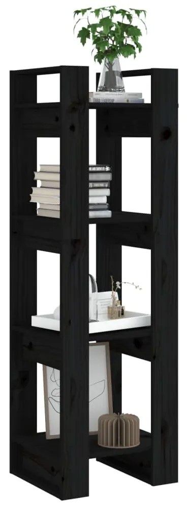 vidaXL Βιβλιοθήκη/Διαχωριστικό Χώρου Μαύρο 41x35x125 εκ. Μασίφ Πεύκο