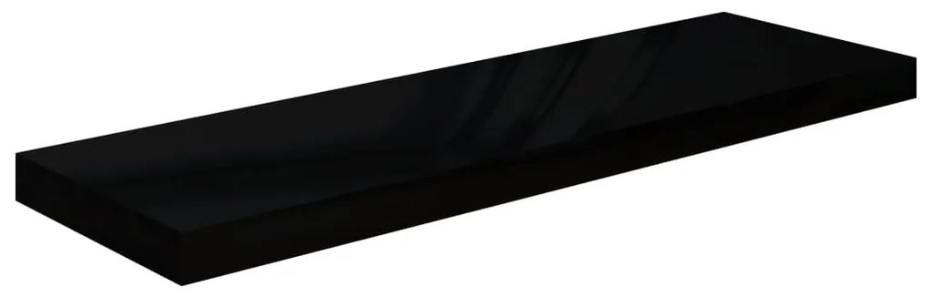 Ράφια Τοίχου Γυαλιστερά Μαύρα 4 Τεμάχια 80x23,5x3,8 εκ. MDF - Μαύρο