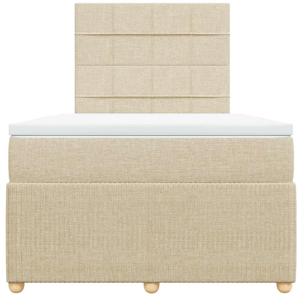 vidaXL Κρεβάτι Boxspring με Στρώμα Κρεμ 120x200 εκ. Υφασμάτινο