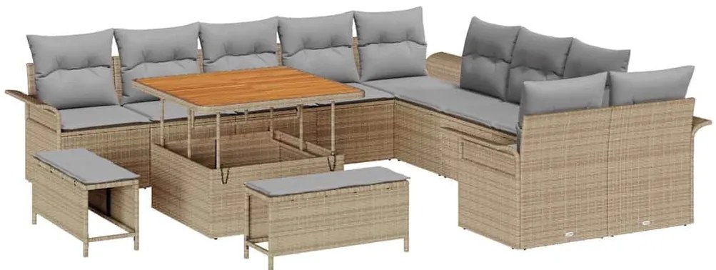 vidaXL Σετ Καναπέ Κήπου 13 pcs Μπεζ, Ανοιχτό Γκρι 100 x 100 x 71 cm