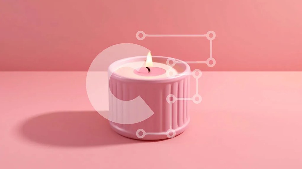 Intra Συλλεκτικό Ξύλινο Παζλ Plywood  4mm - Όμορφη εικόνα ενός ροζ κεριού σε μια ροζ επιφάνεια Σε Ξύλινο Κουτί - Διαστάσεις Puzzle: 10x10 cm – 25 κομμάτια