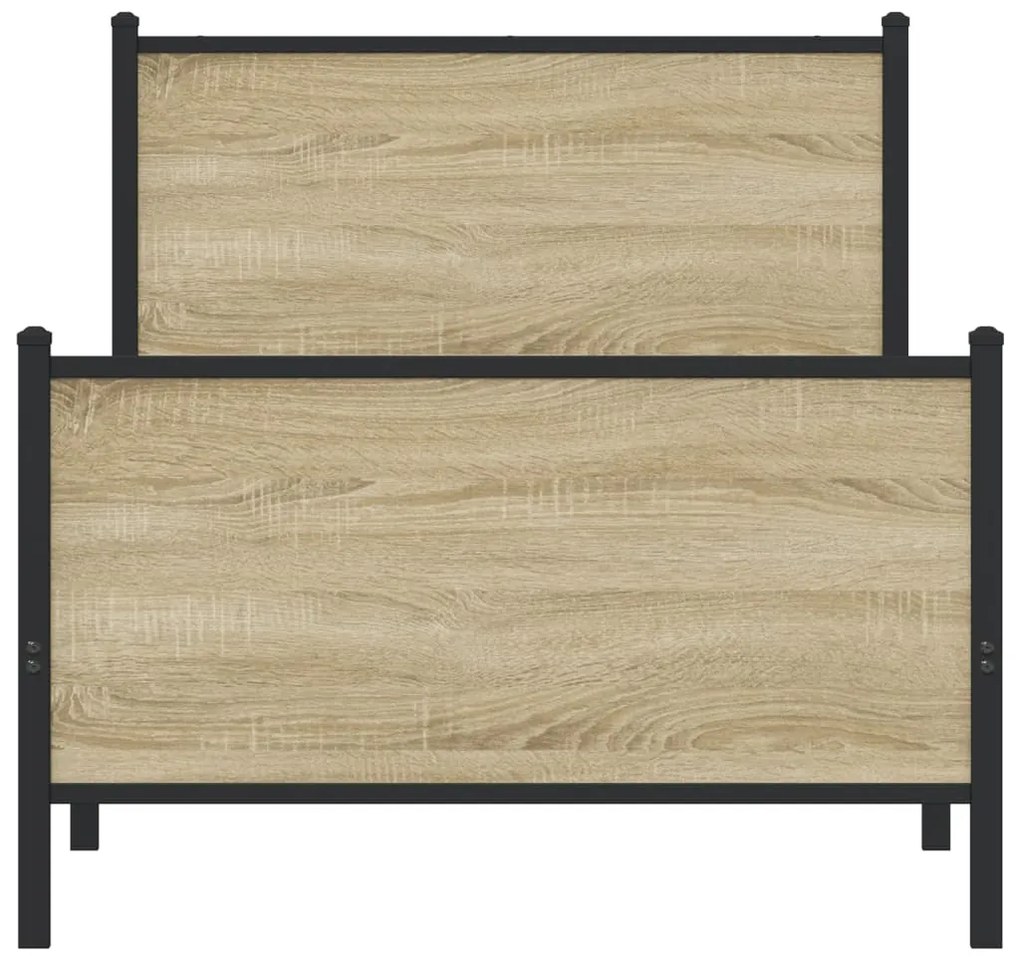 vidaXL Σκελετός Κρεβ. Χωρίς Στρώμα Sonoma Δρυς 90x190 εκ. Μεταλλικό