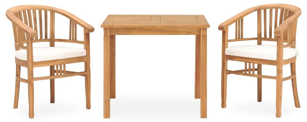 vidaXL Σετ Τραπεζαρίας Κήπου 3 Τεμ. από Μασίφ Ξύλο Teak με Μαξιλάρια