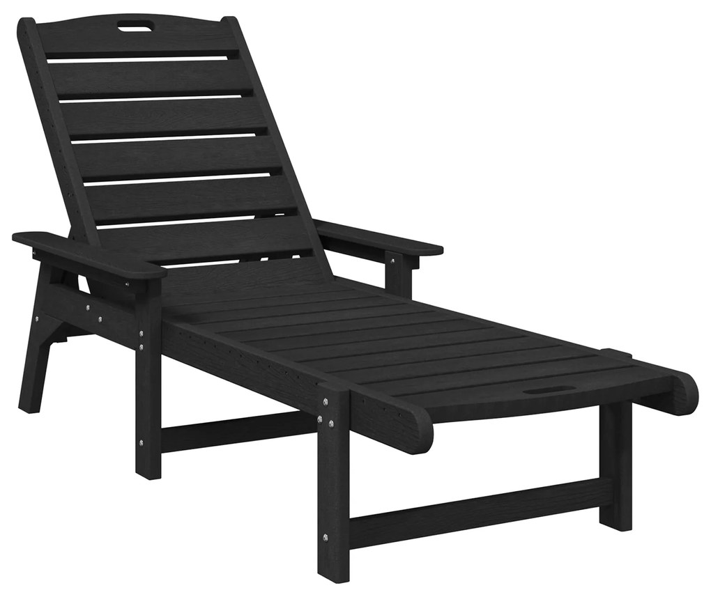 vidaXL Ξαπλώστρες 2 τεμ Μαύρη 162x53x98.5 εκ HDPE