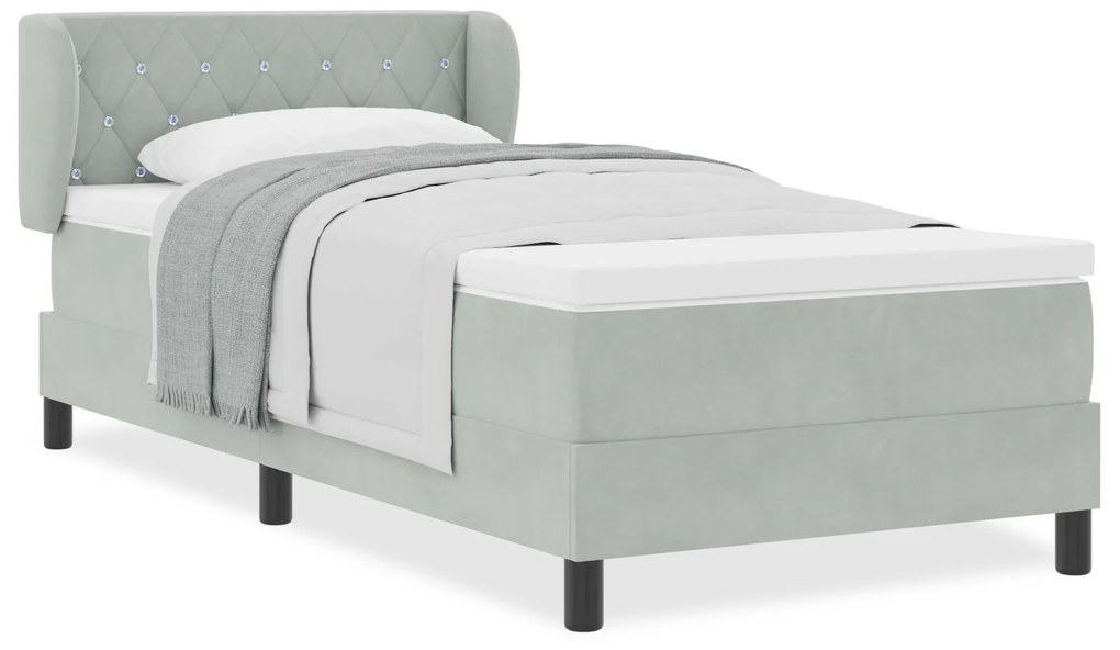 vidaXL Κρεβάτι με Στρώμα Light Grey 90x200 cm από Βελούδο