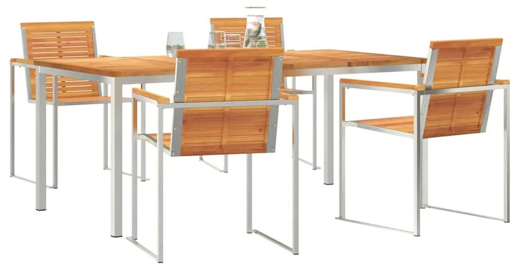 vidaXL Σέτ φαγητού για κήπο 5 pcs Καφέ Στερεό Ξύλο Ακακίας