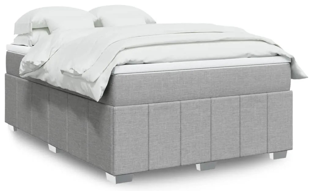 vidaXL Κρεβάτι Boxspring με Στρώμα Ανοιχτό Γκρι 140x200 εκ. Υφασμάτινο