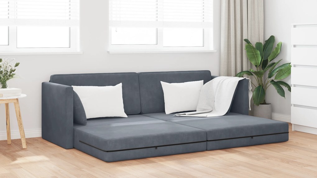 vidaXL Καναπές-κλίνες 2 σε 1 Σκούρος Γκρι 213x144x60 cm Βελούδο