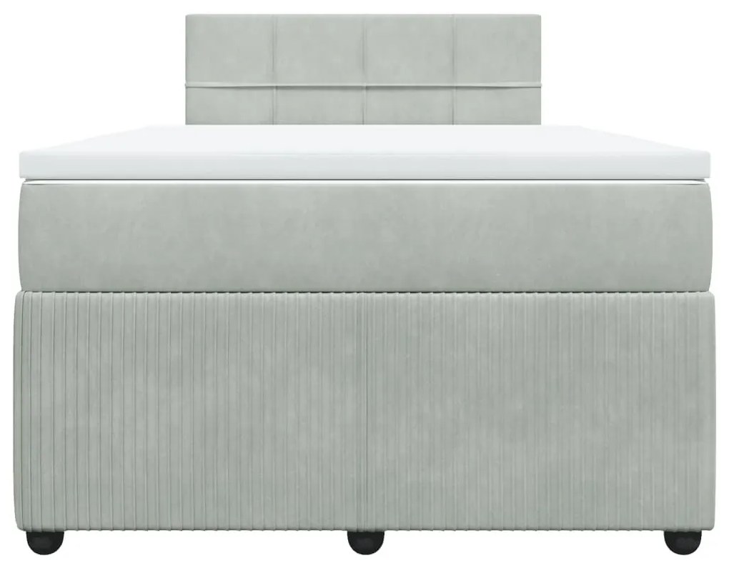 Κρεβάτι Boxspring με Στρώμα Ανοιχτό Γκρι 120x200 εκ. Βελούδινο - Γκρι