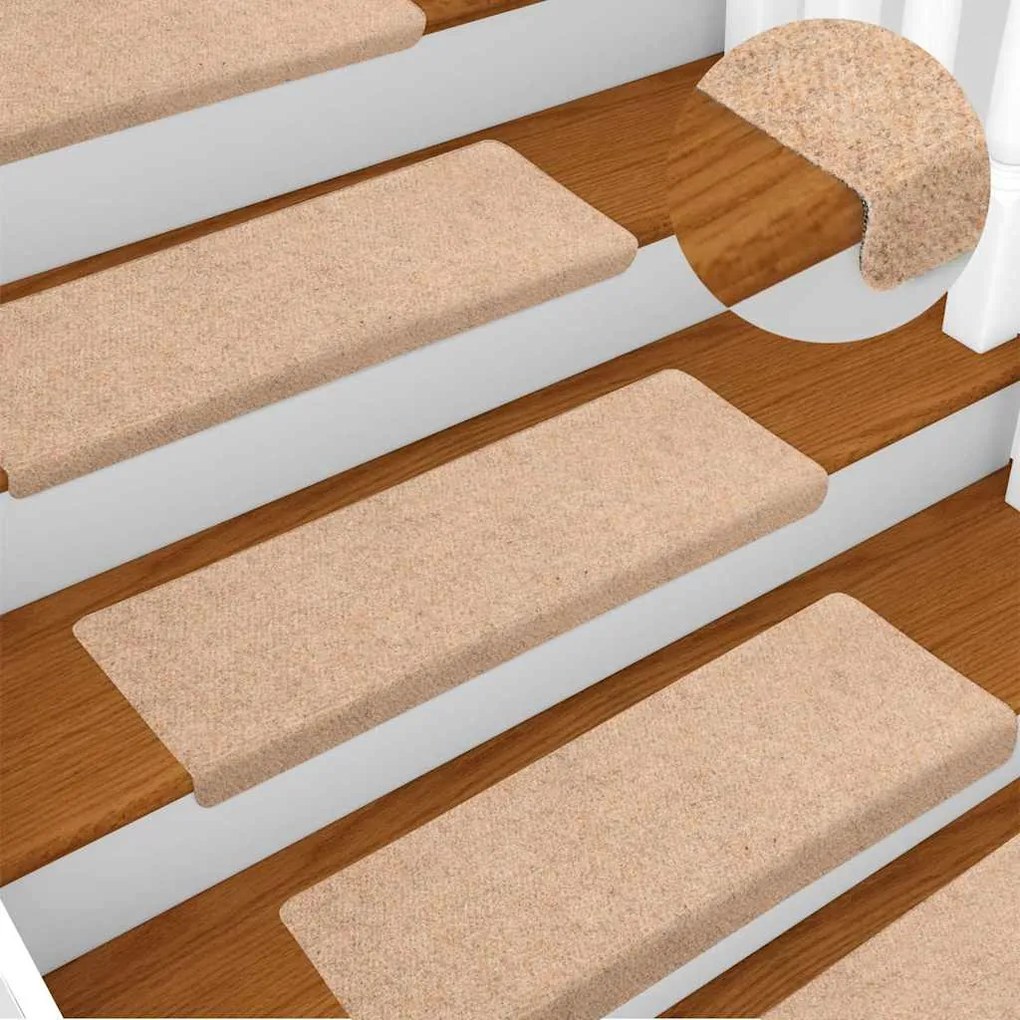 vidaXL Αυτοκόλλητα Πατάκια Σκαλιών 30 τεμ. 65x21x4 εκ. Κρεμ Ορθογώνια Άκρη