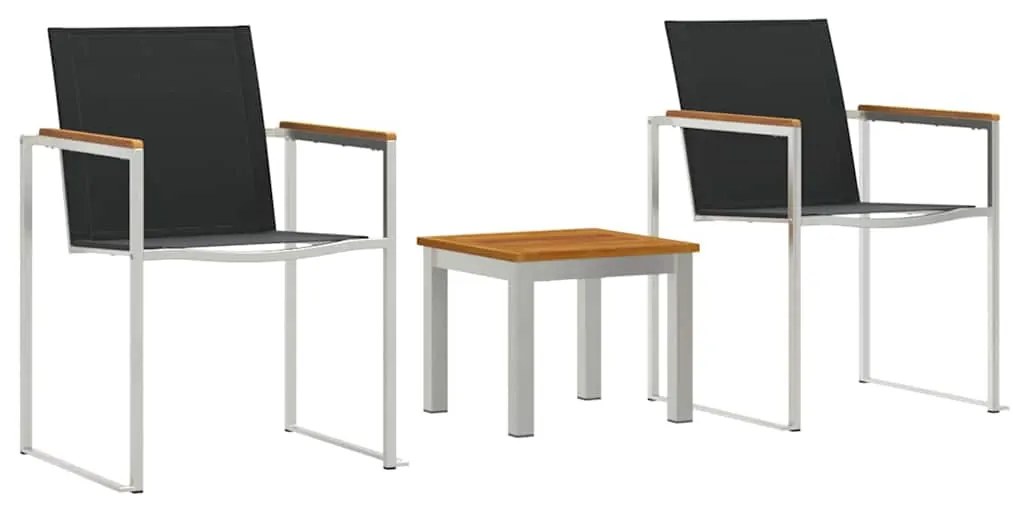 vidaXL ΣετΔείπνουΥπαίθρου 3 pcs Καφέ και Μαύρο Στερεό Ακακία