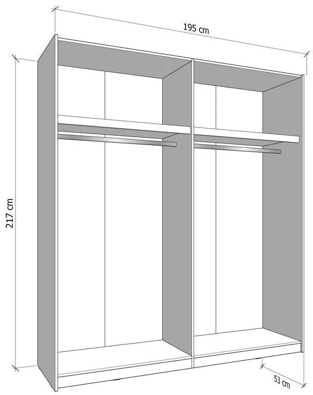 Ντουλάπα Συρόμενη VEYMONT 200 OG με Καθρέπτη Artisan Oak 195x61x218εκ. 195x61x218 εκ.