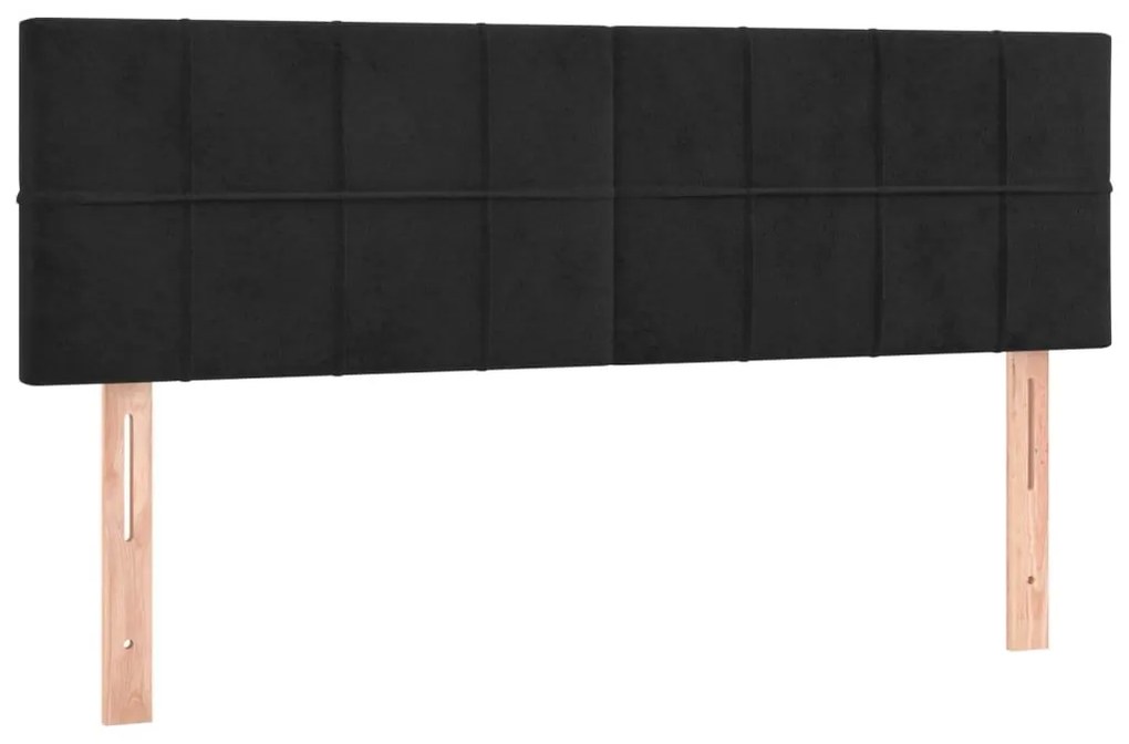 Κεφαλάρι Κρεβατιού LED Μαύρο 144x5x78/88 εκ. Βελούδινο - Μαύρο