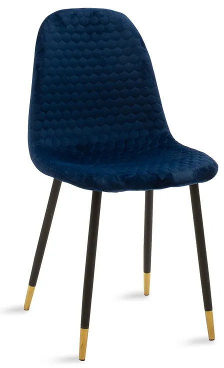 127-000060 Καρέκλα Sila pakoworld βελούδο μπλε-μαύρο χρυσό πόδι 44,0x51,0x88,0εκ FABRIC. METAL BLACK - GOLDEN, 1 Τεμάχιο
