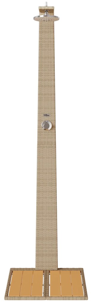 vidaXL Ντους Κήπου Μπεζ 60x80x214 εκ Πολυ Ράτταν