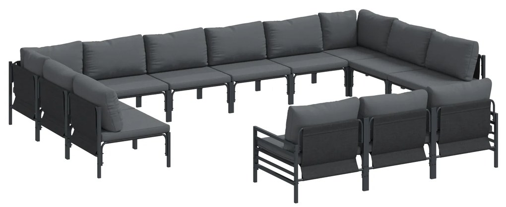 vidaXL Σετ Καναπέ Κήπου 13 pcs Ανθρακί Ατσάλι
