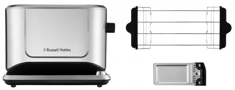 Τοστιέρα ψωμιού Russell Hobbs Attentiv 26210-56, 1640W, 2 φέτες, 6 στάδια, κεντράρισμα, έλεγχος αφής, LED, αποθήκευση, υψηλή ανύψωση, χωρίς BPA και PFAS, Inox/μαύρο