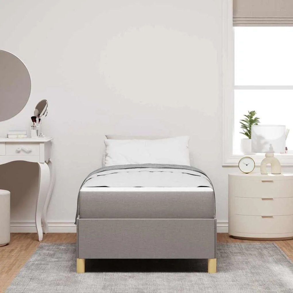 vidaXL Κρεβάτι με ελατήρια Ταμπά και Λευκό 90 x 190 cm ύφασμα