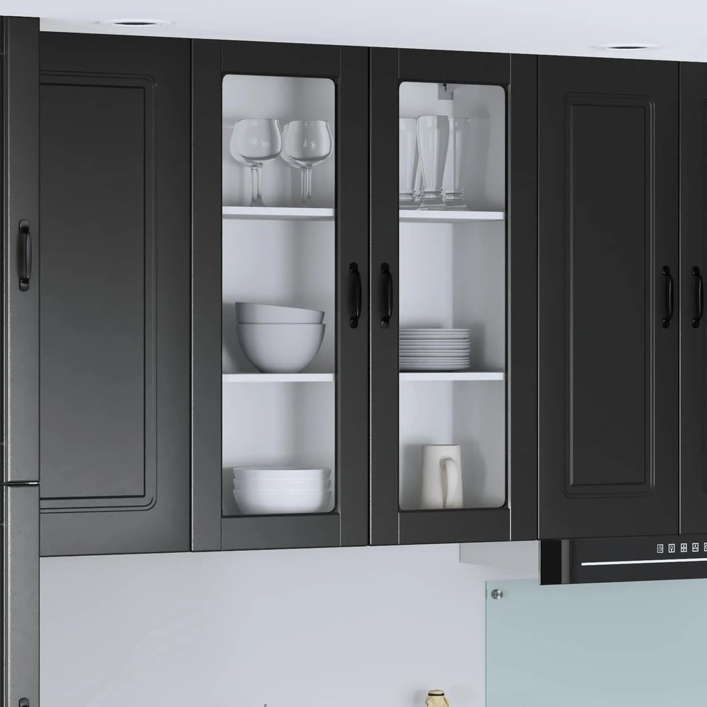 Κρεμαστό ντουλάπι κουζίνας Επιτοίχιο Μαύρο 80 x 31 x 100 εκ.