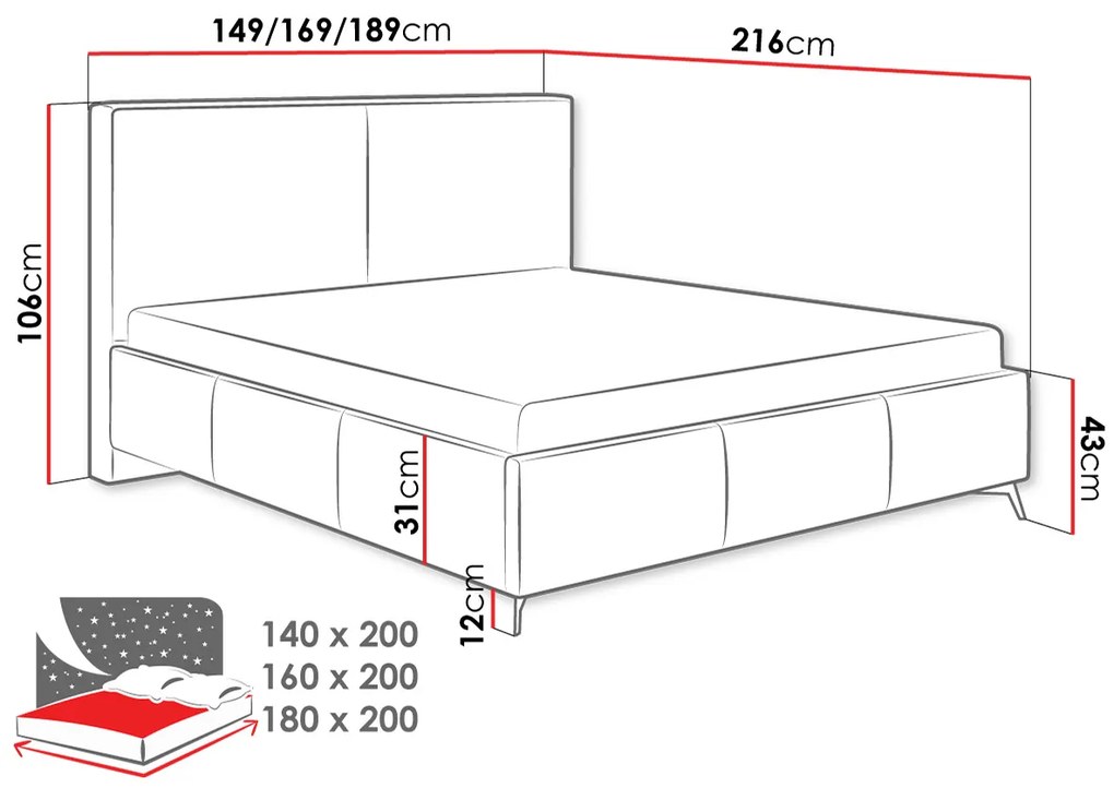 Επενδυμένο κρεβάτι Magnetic-Gkri-140 x 200