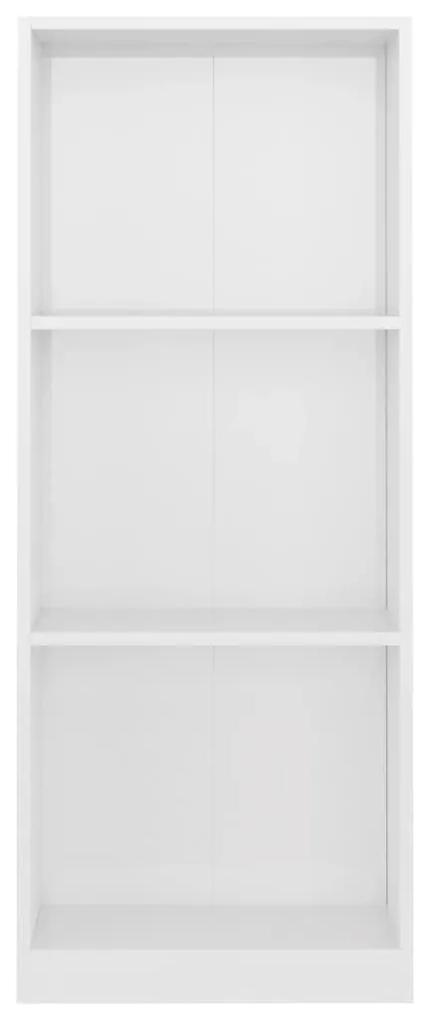 Βιβλιοθήκη με 3 Ράφια Γυαλιστερό Λευκό 40x24x108 εκ Μοριοσανίδα - Λευκό