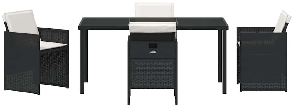 vidaXL Σέτ φαγητού για κήπο με μαξιλάρι 5 pcs Μαύρο Πολυ ράταν