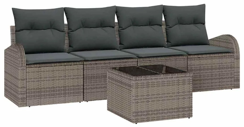 vidaXL Σετ Καναπέ Κήπου 5 pcs Γκρι 55 x 55 x 37 εκ Πολυ ράταν