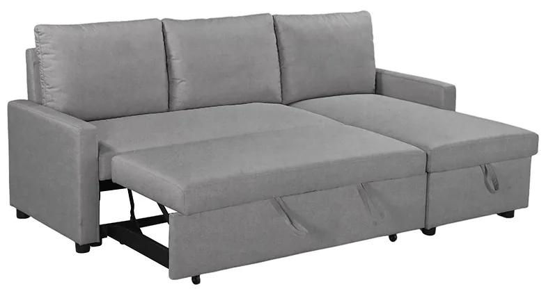 Γωνιακός καναπές κρεβάτι Infuse pakoworld με αποθηκευτικό χώρο γκρι ύφασμα 203x130x88εκ - Ύφασμα - 035-000062