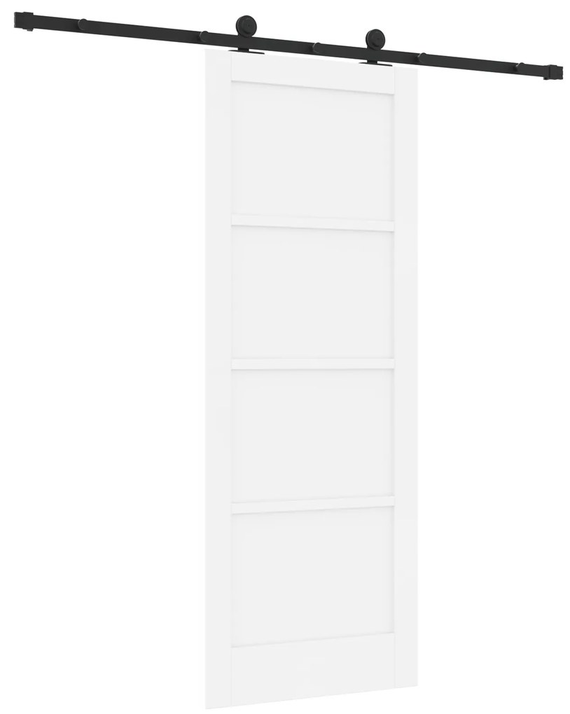 vidaXL Συρόμενη Πόρτα με Εξαρτήματα Λευκή 78x202 εκ. Συμπαγές Ξύλο Πεύκου