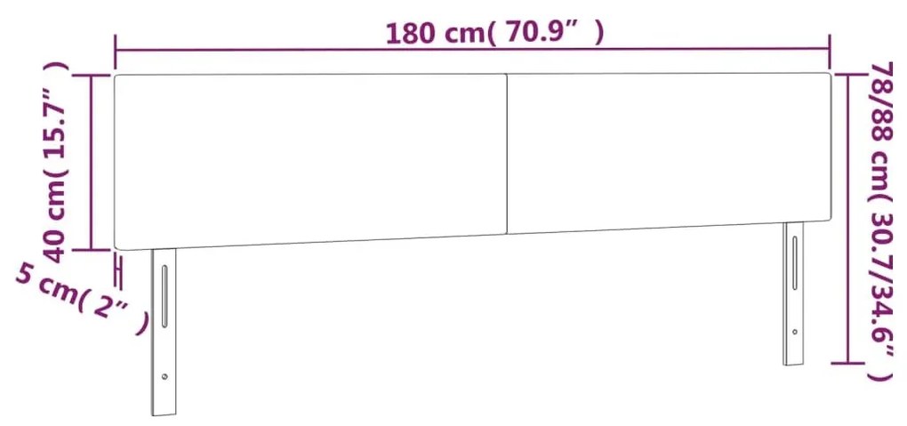 Κεφαλάρι Κρεβατιού LED Γκρι 180x5x78/88 εκ. από Συνθετικό Δέρμα - Γκρι