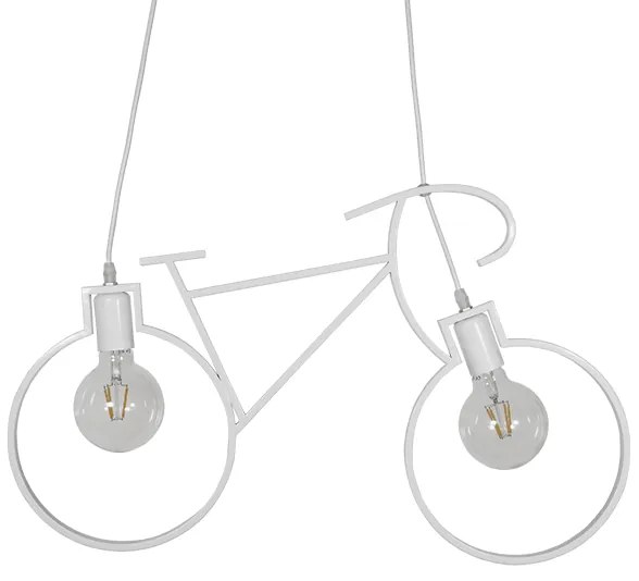 GloboStar® BIKE WHITE 01300 Vintage Κρεμαστό Φωτιστικό Οροφής Δίφωτο 2 x E27 Λευκό Μεταλλικό Μ67 x Π1.5 x Υ41cm