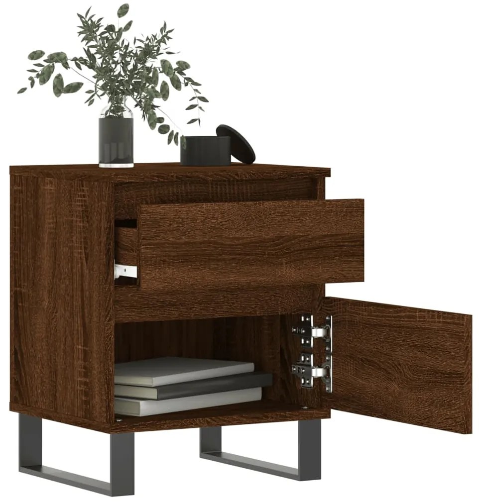 vidaXL Κομοδίνα 2 τεμ. Καφέ Δρυς 40 x 35 x 50 εκ. από Επεξεργ. Ξύλο