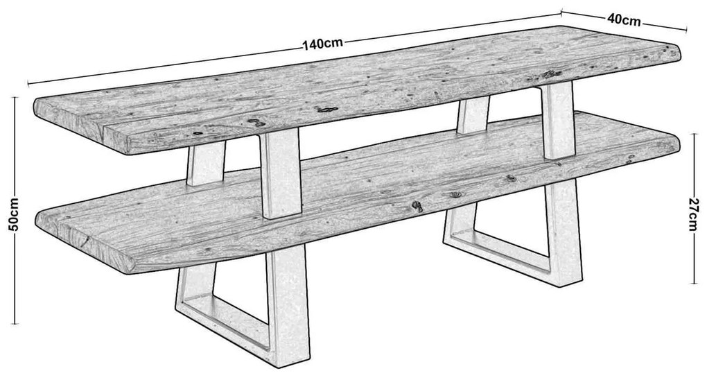 Έπιπλο TV LIZARD 140x40x50cm Ακακία Φυσικό/Μετ.Μαύρο