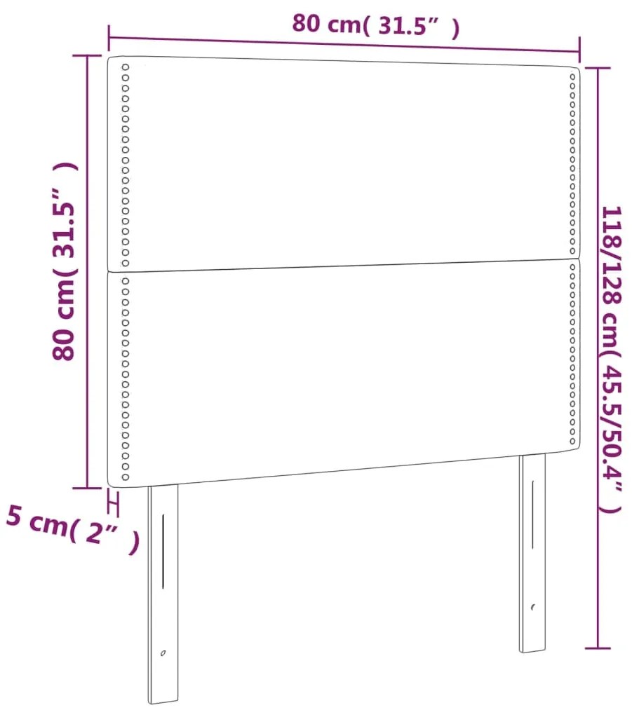 vidaXL Κεφαλάρι Κρεβατιού LED Ανοιχτό Γκρι 80x5x118/128 εκ. Υφασμάτινο