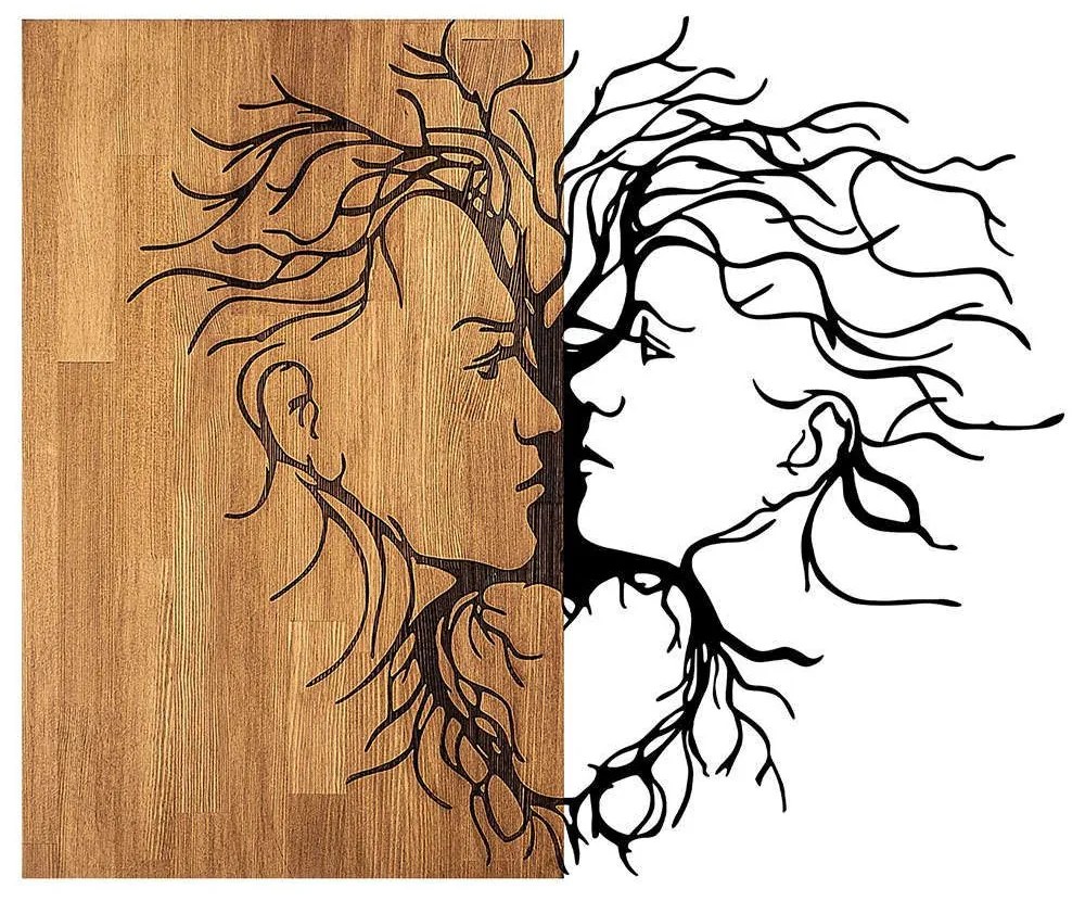 Διακοσμητικό Τοίχου Love 899SKL2302 96x3x79cm Walnut-Black Wallity Μέταλλο,Ξύλο
