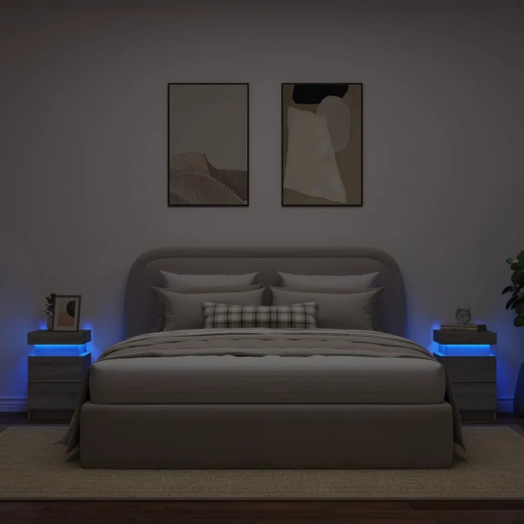 ΚΟΜΟΔΙΝΑ ΜΕ ΦΩΤΑ LED 2 ΤΕΜ. ΓΚΡΙ SONOMA 35 X 39 X 55 ΕΚ. 836760