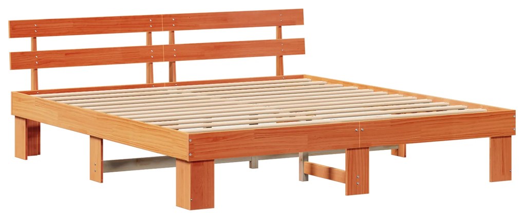 vidaXL Πλαίσιο κρεβατιού με κεφαλάρι καφέ 180x200 εκ. από μασίφ ξύλο πεύκου