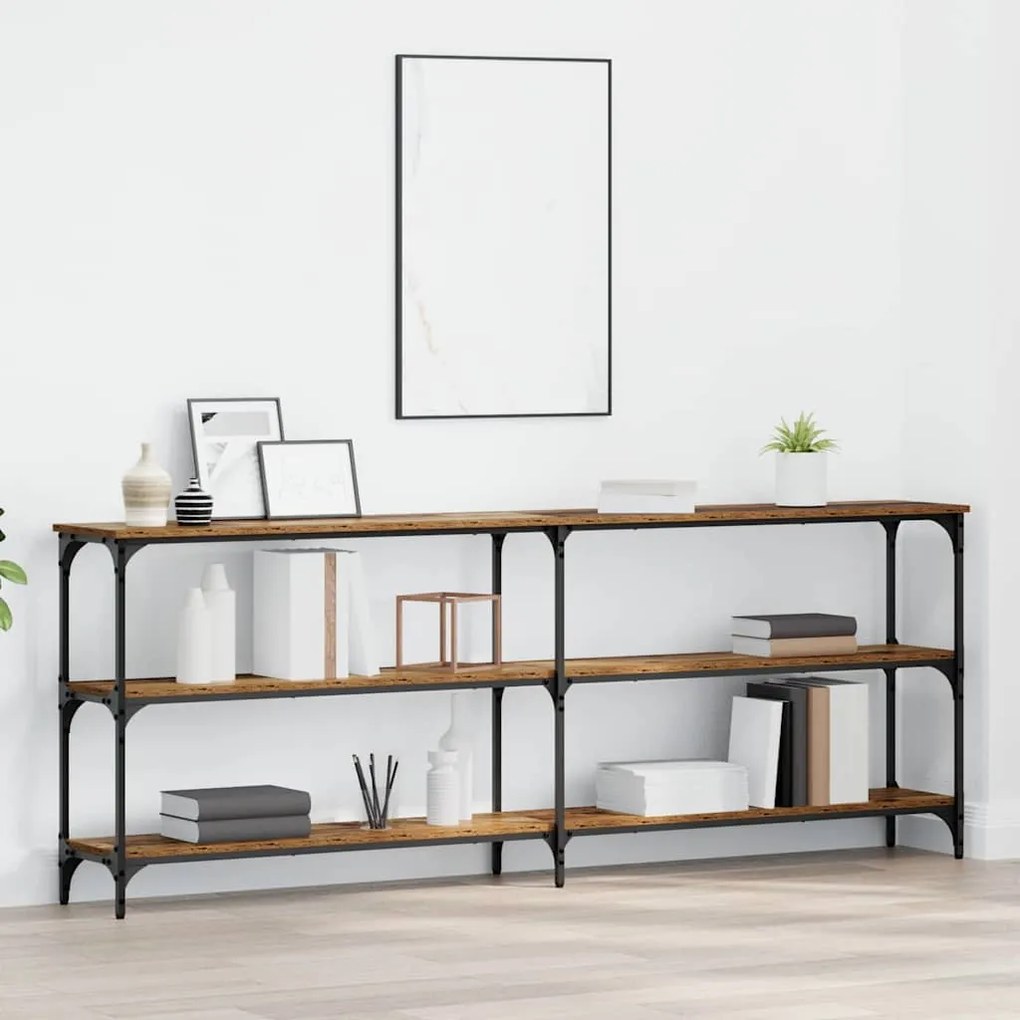 vidaXL Τραπέζι Κονσόλας Παλαιό Ξύλο 200x29x75 εκ. Μηχανικά Ξύλα