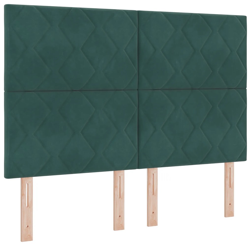 vidaXL Κρεβάτι με ελατήρια Σκούρο πράσινο 140 x 190 cm Βελούδο