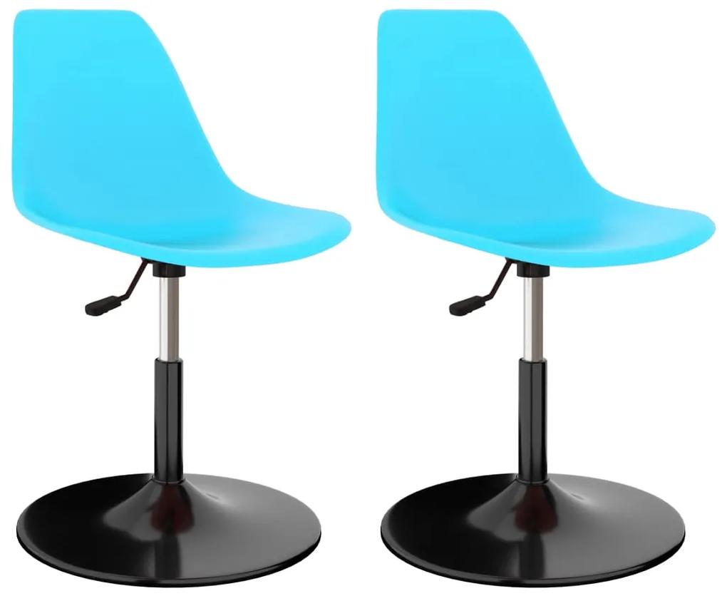 vidaXL Καρέκλες Τραπεζαρίας Περιστρεφόμενες 2 τεμ. Μπλε PP