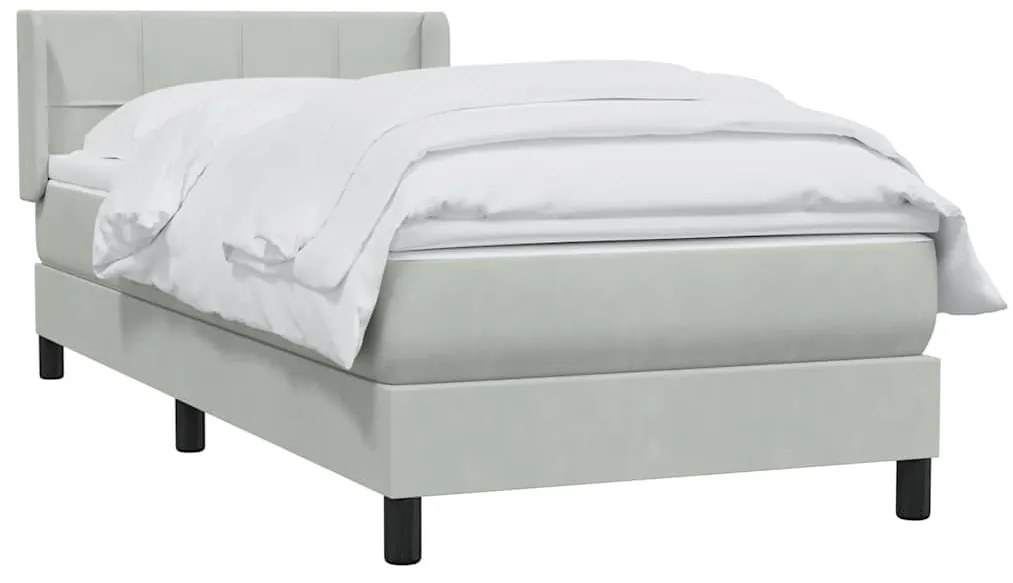 vidaXL Κρεβάτι Boxspring με Στρώμα Ανοιχτό Γκρι 80x210 εκ. Βελούδινο