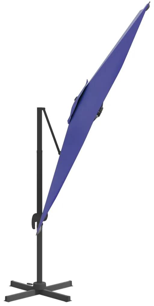 vidaXL Κρεμαστή Ομπρέλα με LED Αζούρ Μπλε 400 x 300 εκ.