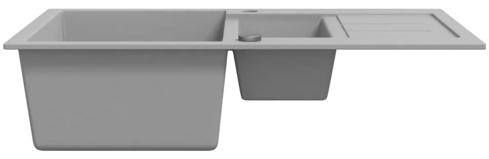 vidaXL Νεροχύτης με Διπλή Γούρνα Γκρι Γρανιτένιος