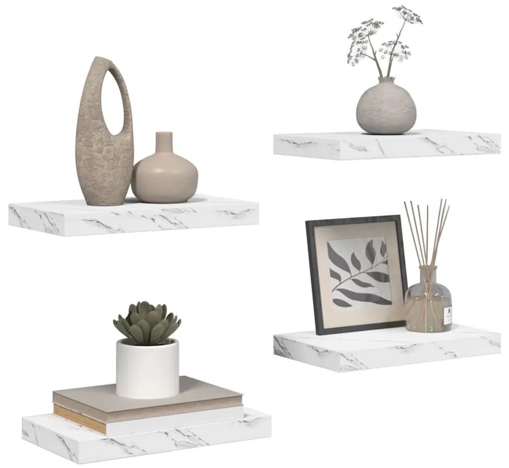 vidaXL Ράφι Τοίχου Επιτοίχιο 4 pcs Λευκό Μάρμαρο 40 x 23,5 x 4 εκ