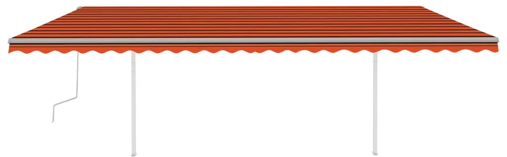 vidaXL Τέντα Συρόμενη Χειροκίνητη με LED Πορτοκαλί / Καφέ 6x3,5 μ.